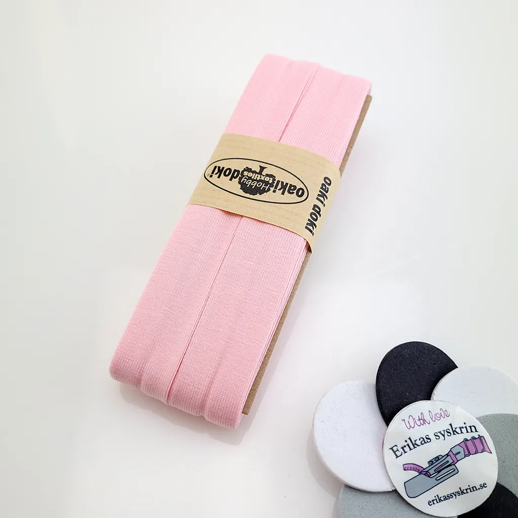 Jersey bias binding 20mm/3m - Rose pink - Erikas syskrin